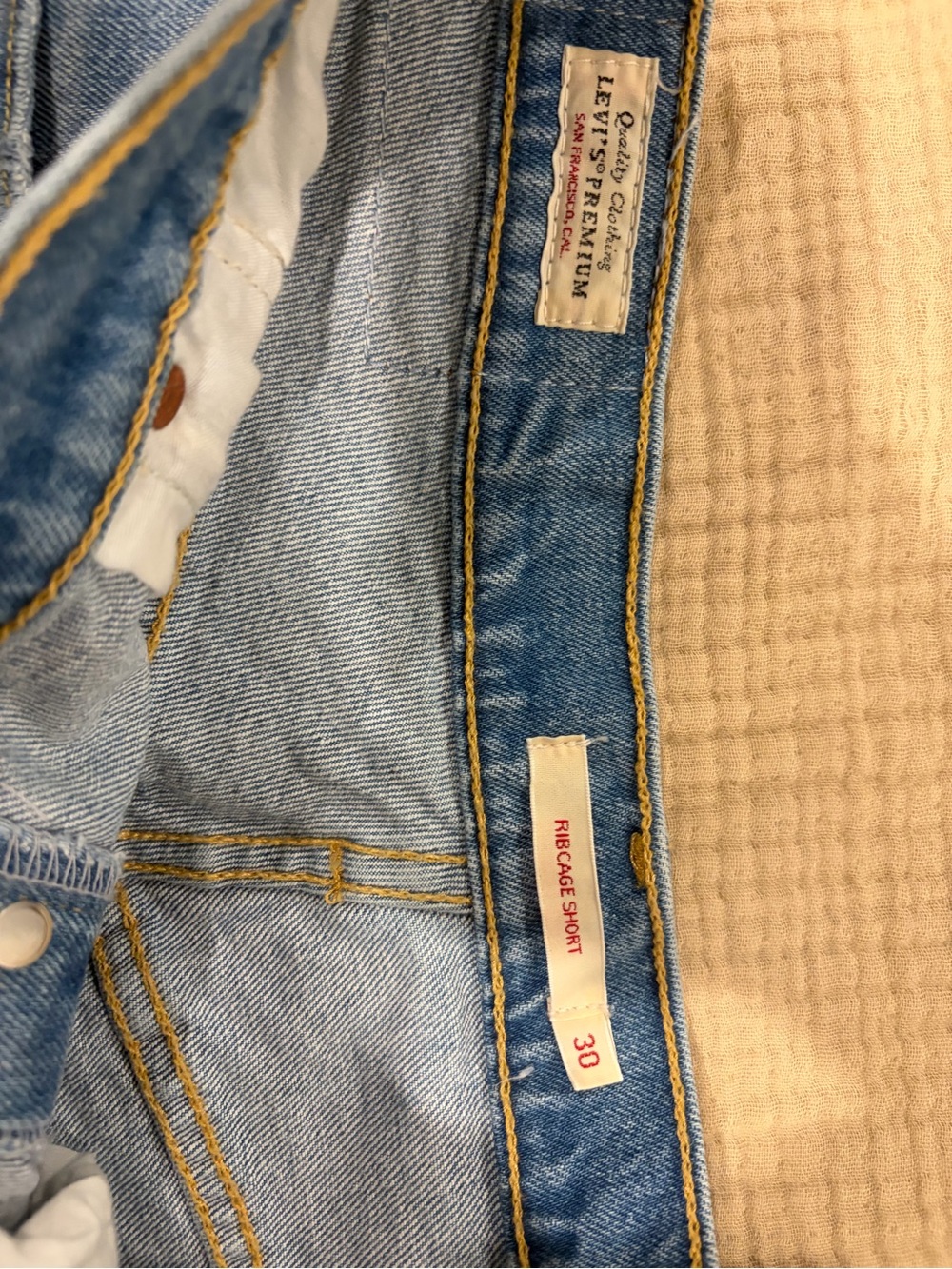 Levi's Light Blue Distressed Jean Shorts - Picture 2 of 3